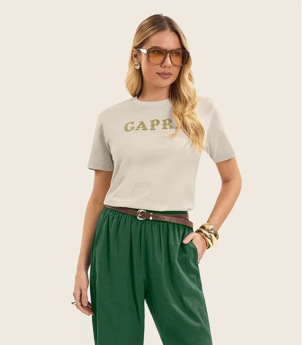 T- Shirt Feminina em Meia Malha Endless Bege P