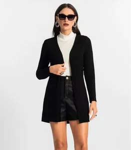 Cardigan Feminino Ribana Canelada Básico Endless Preto M