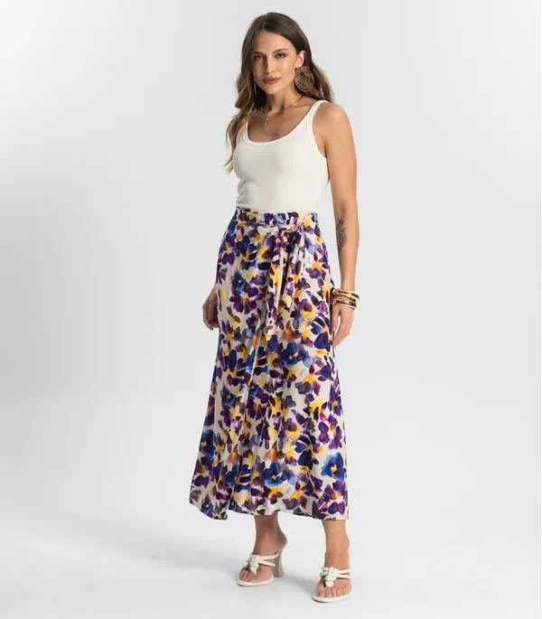 Saia Longa Estampada Endless Roxo G