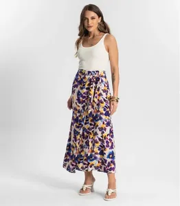 Saia Longa Estampada Endless Roxo G