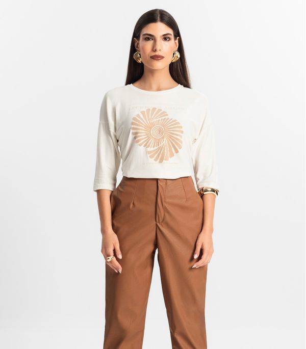 Blusa Feminina Manga 7/8 Viscose Endless Bege GG