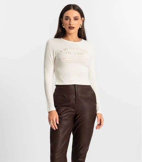 Blusa Feminino Manga Longa Endless Bege P