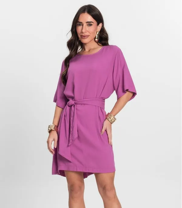 Vestido Curto Feminino Com Cinto Endless Rosa M
