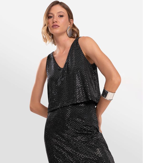 Regata Feminina Com Lantejoula Endless Preto G