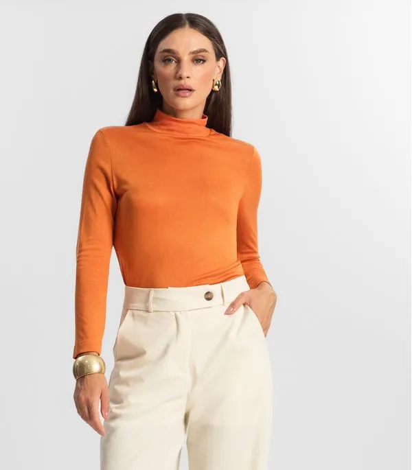 Blusa Manga Longa Vico Tricot Básica Endless Laranja P