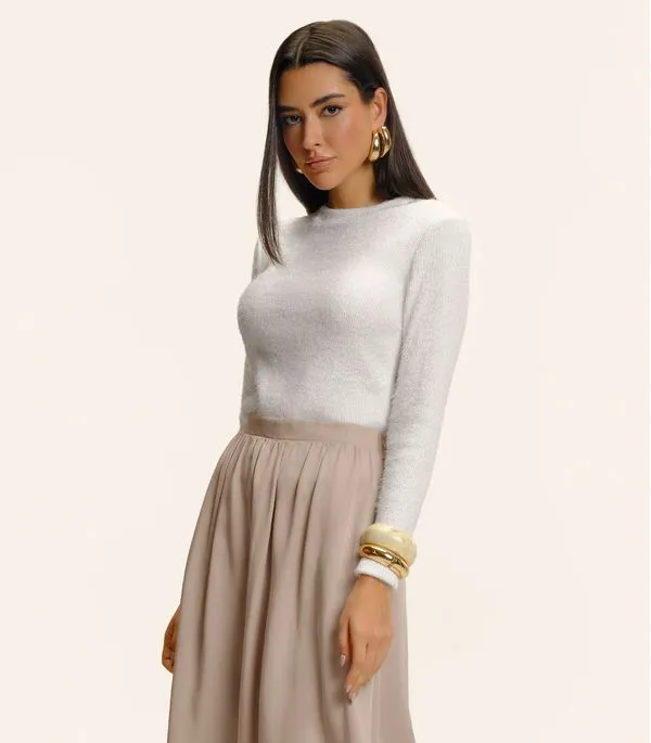 Blusa Feminina Manga Longa Tricot Felpudo Endless Bege M