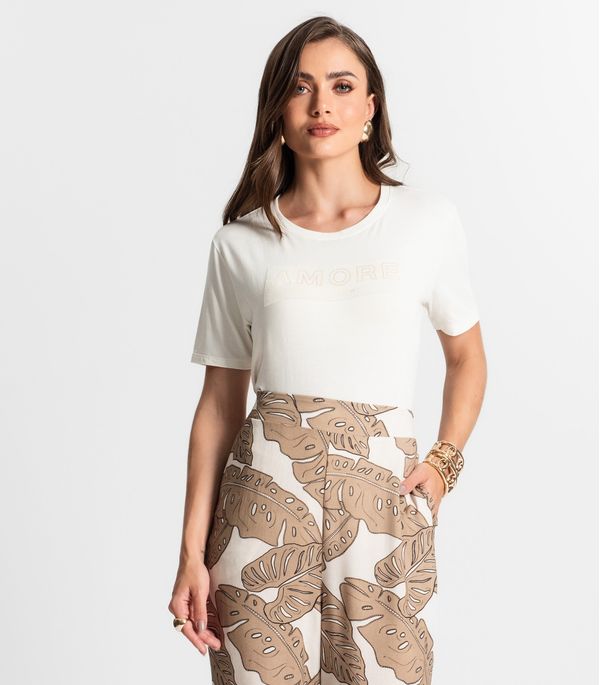 Blusa Feminina Manga Curta Endless Bege GG