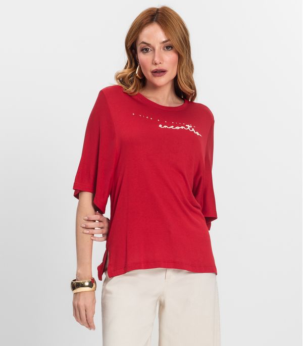 Blusa Feminina Manga Curta em Visco Tricot Endless Vermelho P