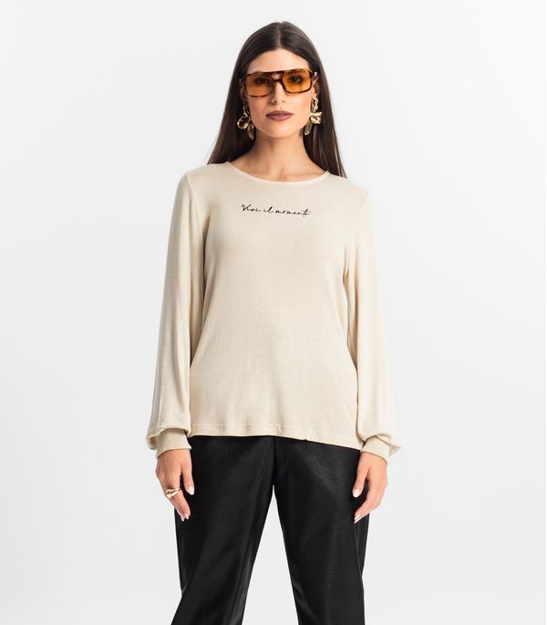 Blusa Manga Longa Tricot Endlles Bege G