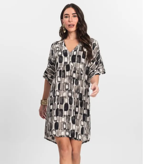 Vestido Curto Feminino Estampado Decote V Endless Preto G