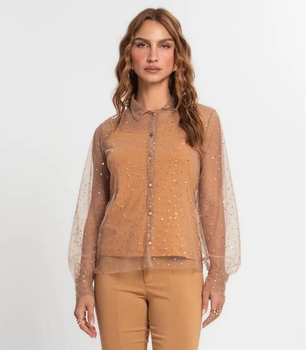 Camisa Manga Longa Com Blusa De Alça Endless Marrom G