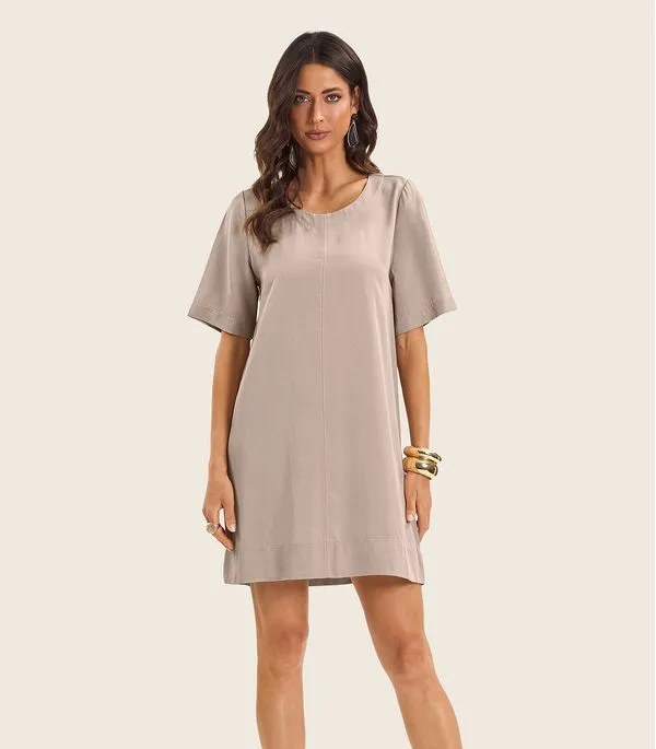 Vestido Curto Feminino Gola Redonda Endless Marrom G