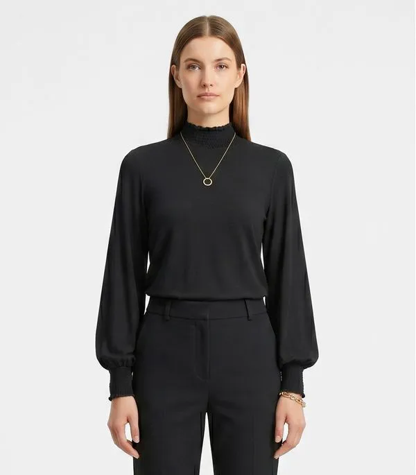Blusa Feminina Manga Longa Lastex Endless Preto G