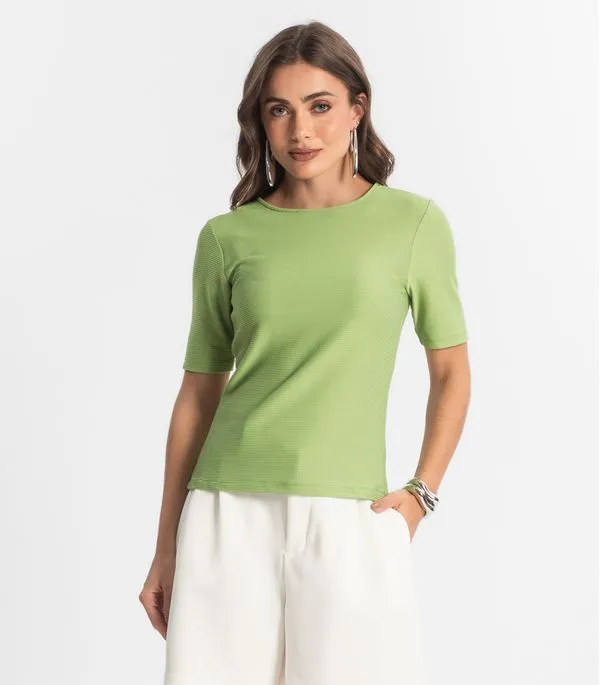 Blusa Feminina Manga Curta em Poly Endless Verde M
