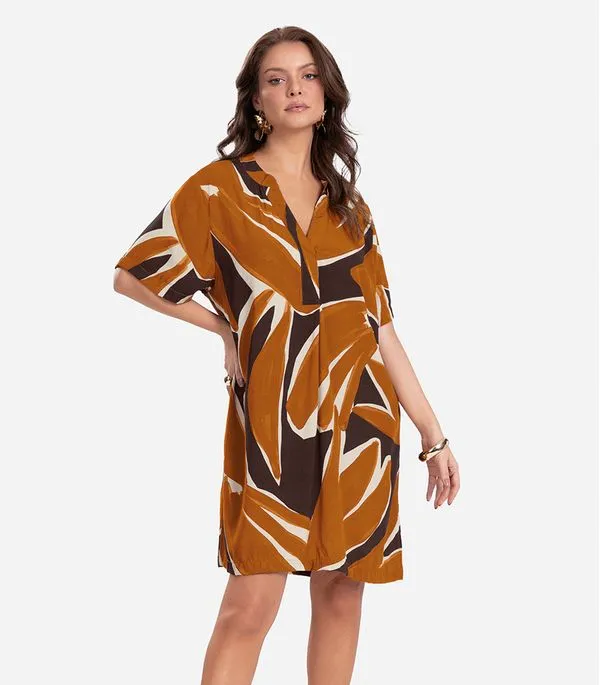 Vestido Curto Estampado Endless Marrom GG