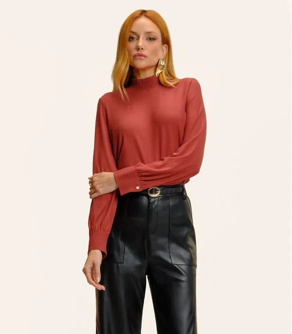 Blusa Feminina Manga Longa Lastex Endless Laranja G