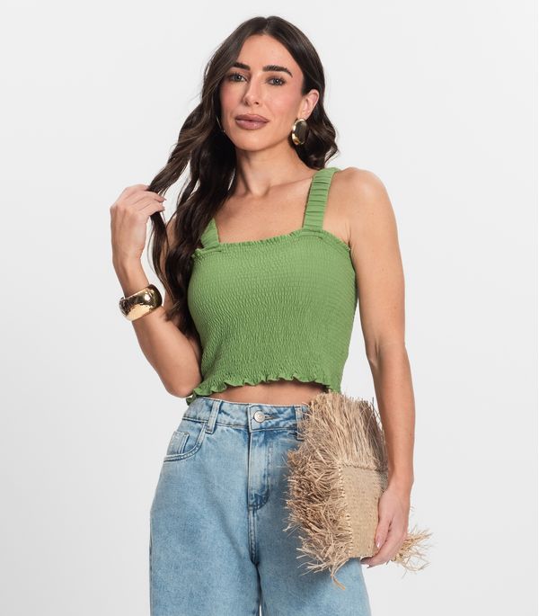 Regata Cropped Feminina Em Lastex Endless Verde M