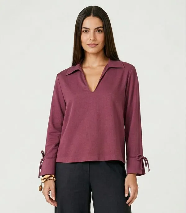 Camisa Feminina Manga Longa Decote V Endless Vermelho G