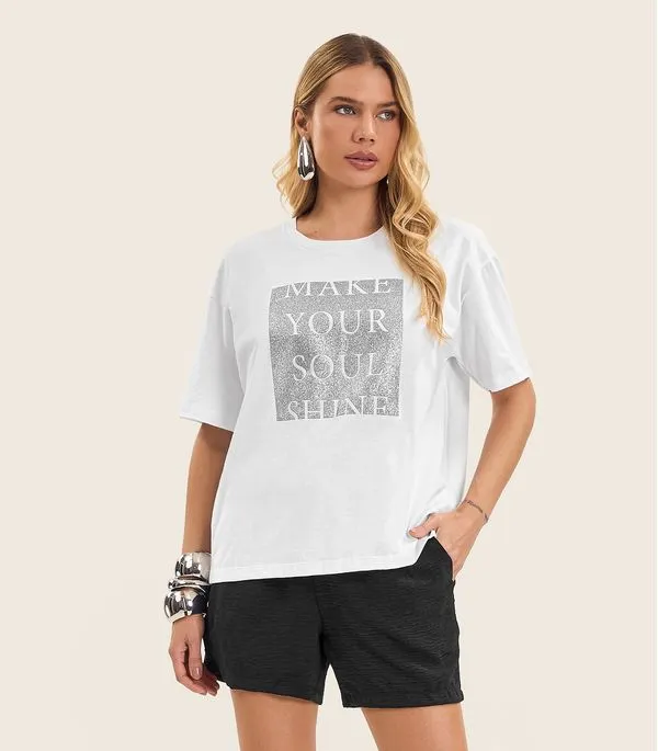 T- Shirt Feminina Manga Curta Endless Branco G