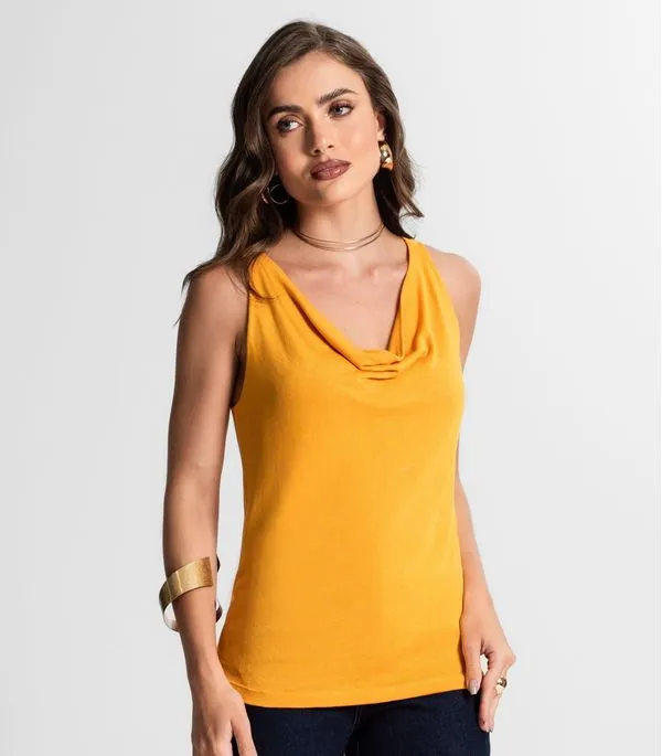 Regata Feminina Decote Degagê Endless Amarelo P