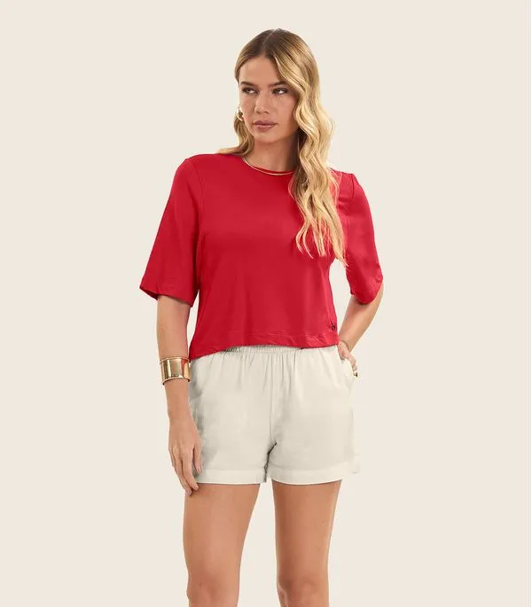 Blusa Feminina Manga Curta em Molecotton Endless Vermelho M