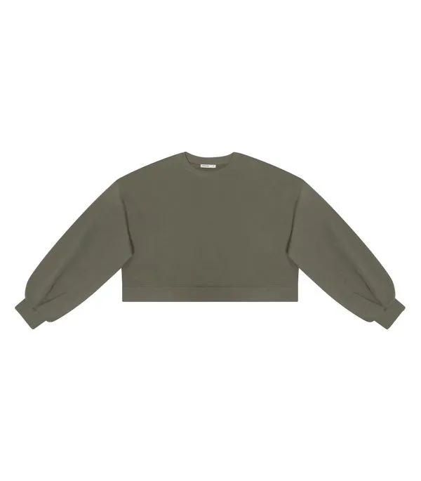 Blusão Cropped Manga Longa Moletom Básico Endless Verde G