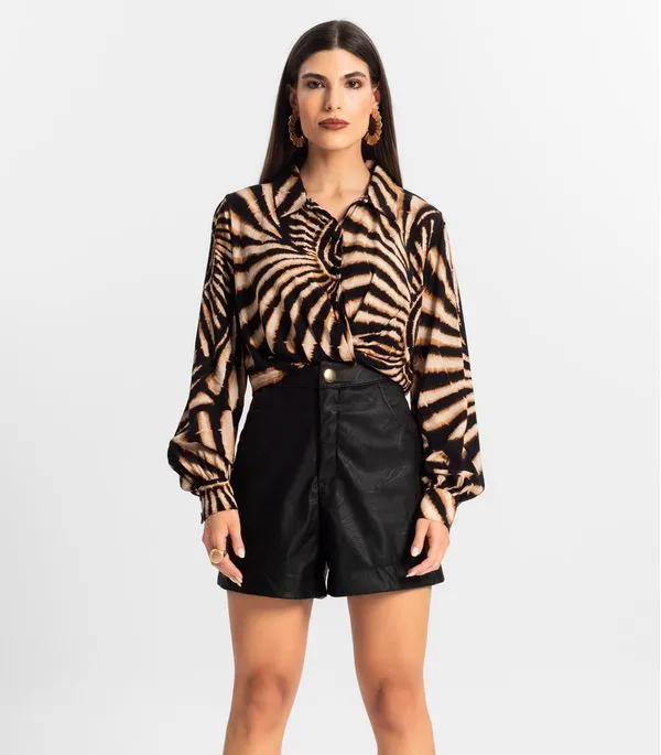 Camisa de Viscose Manga Longa Endless Preto P