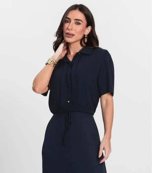 Camisa Feminina de Viscose Sarjada Endless Azul P