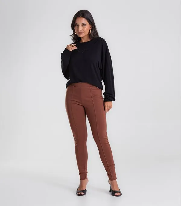 Calça Feminina Legging Ponto Roma Básica Endless Marrom M