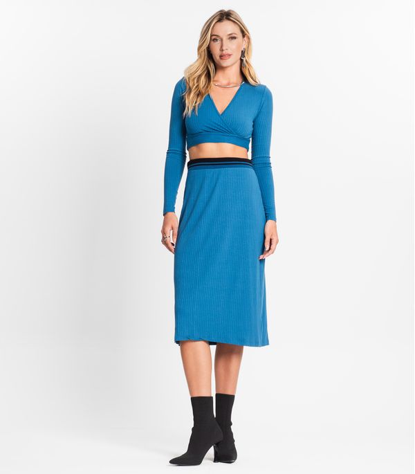 Conjunto Feminino Blusa Com Saia Endless Azul GG