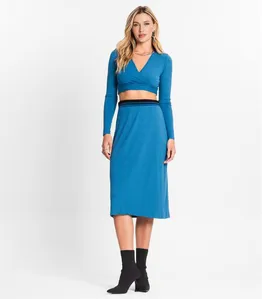 Conjunto Feminino Blusa Com Saia Endless Azul GG