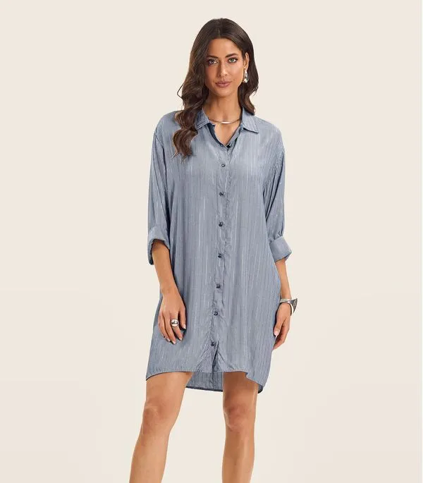 Vestido Chemise Feminino Com Botões Endless Azul M