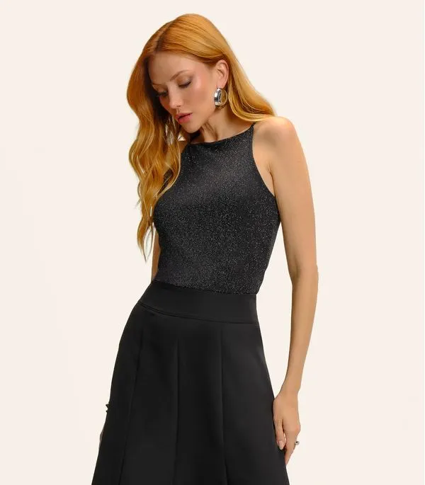 Blusa Feminina De Alça Shine Endless Preto M