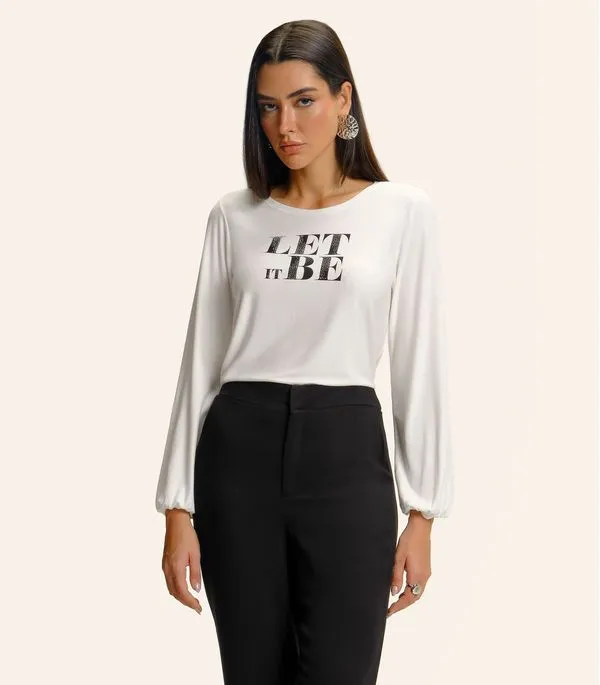 Blusa Feminina Manga Longa Bufante Endless Bege M