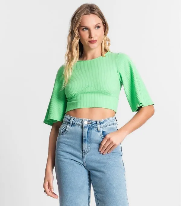 Blusa De Ribana Canelada Feminina Endless Verde M