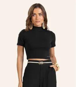 Blusa em Ribana Feminina Endless Preto GG