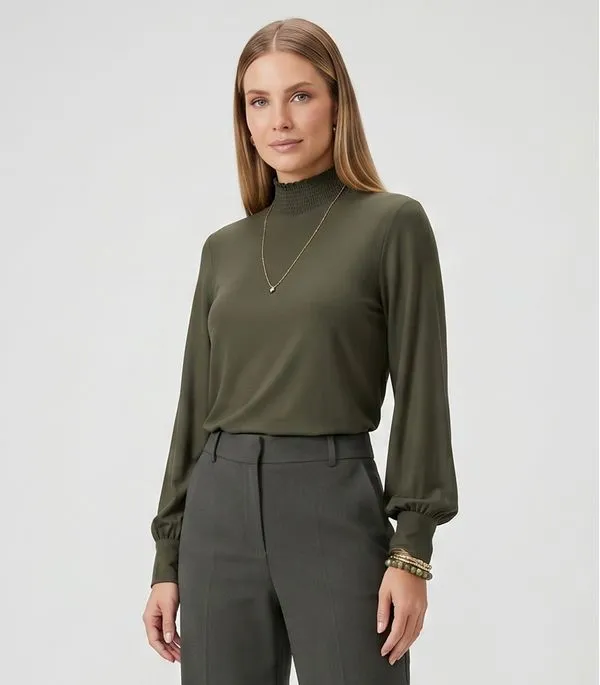 Blusa Feminina Manga Longa Lastex Endless Verde G