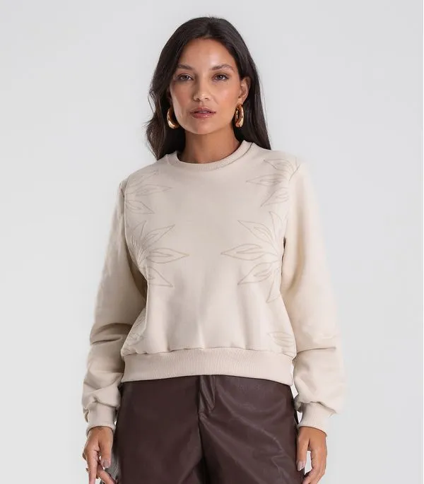 Blusão Feminino Moletom Manga Longa Endless Bege M
