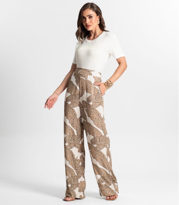 Calça Feminina Pantalona Estampada Endless Marrom GG