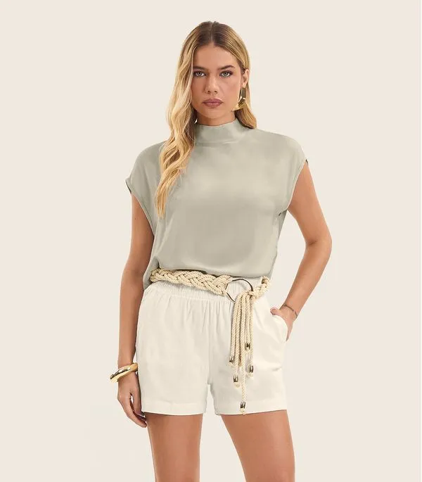 Blusa Feminina Gola Alta Endless Bege G
