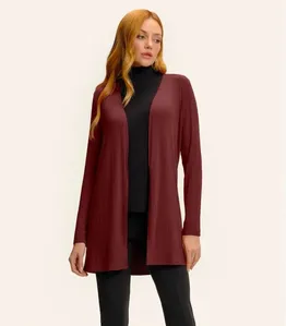 Cardigan Feminino Ribana Canelada Básico Endless Vermelho M