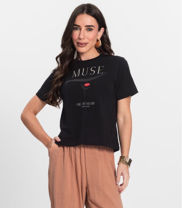 T- Shirt Feminina Manga Curta Endless Preto GG