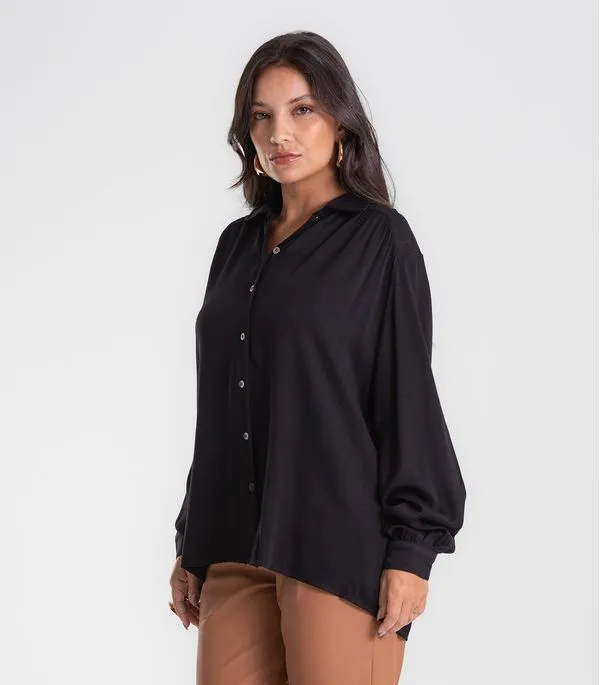 Camisa Feminina Viscose Manga Longa Endless Preto GG