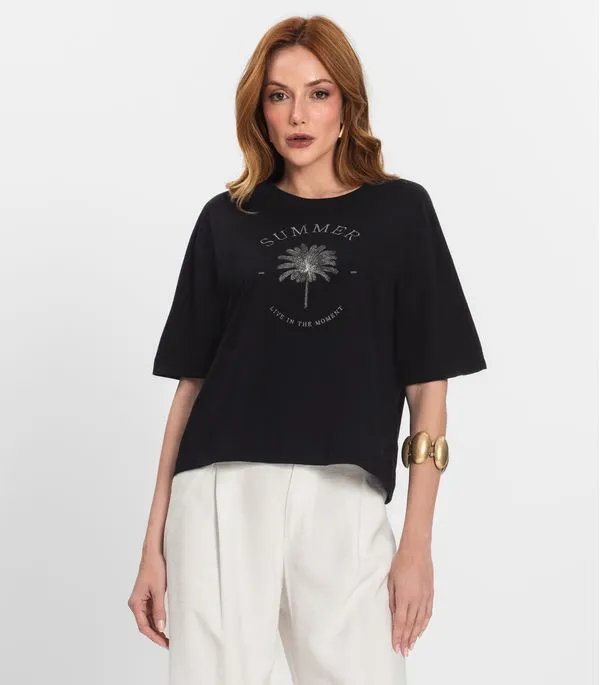 T- Shirt Feminina Manga Curta Endless Preto M