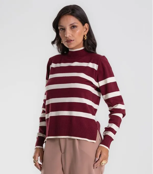 Blusa Feminina Tricot Listrado Endless Vermelho M