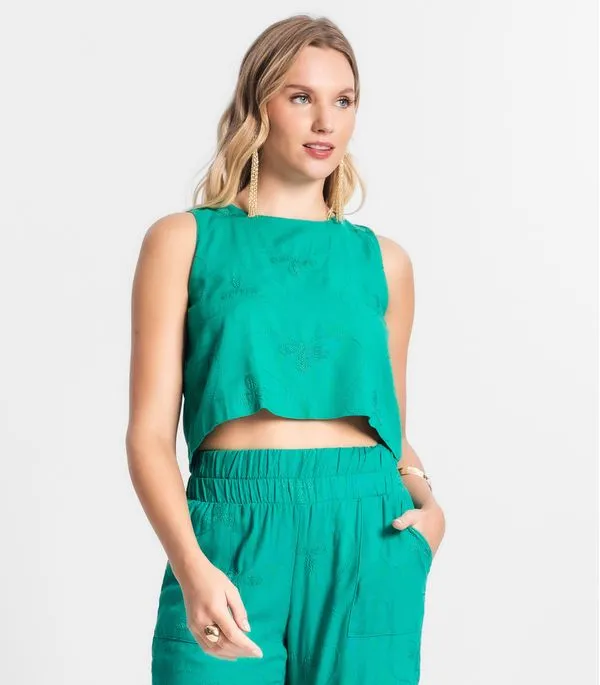 Regata De Linho Feminina Endless Verde GG
