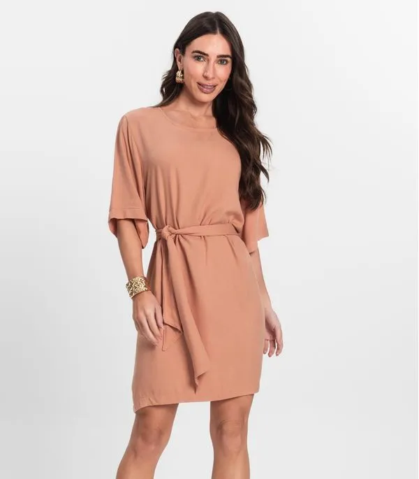 Vestido Curto Feminino Com Cinto Endless Marrom M