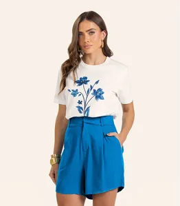 T- Shirt Feminina Meia Malha Endless Bege GG
