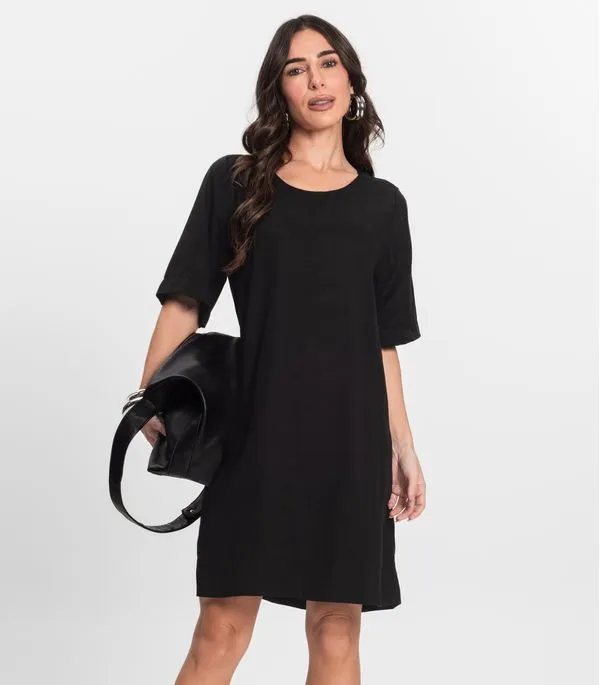 Vestido Curto Feminino Gola Redonda Endless Preto M