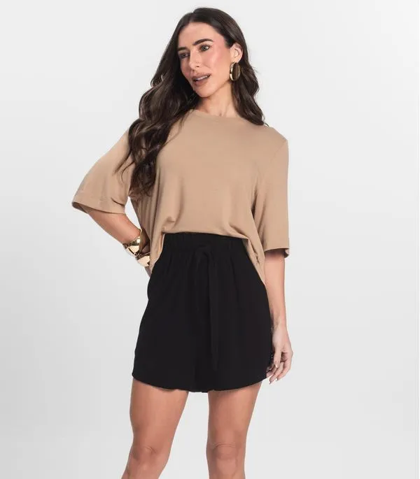 Shorts Feminino Em Linho Endless Preto M